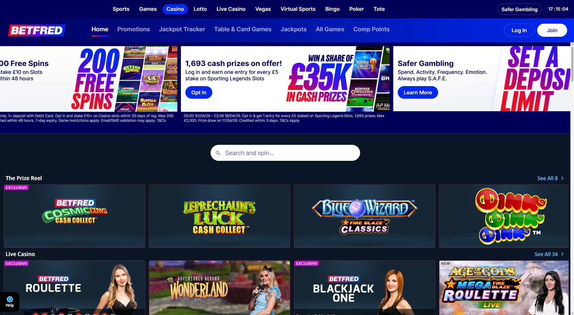 1. Betfred Casino - Best Minify Casino Pick